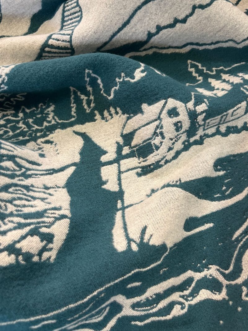 Hobbit Quest Teal Throw Sample Oscha 3